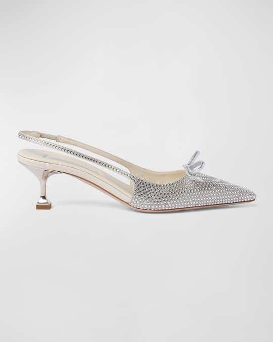 Miu Miu Crystal Bow Slingback Ballerina Pumps Neiman Marcus