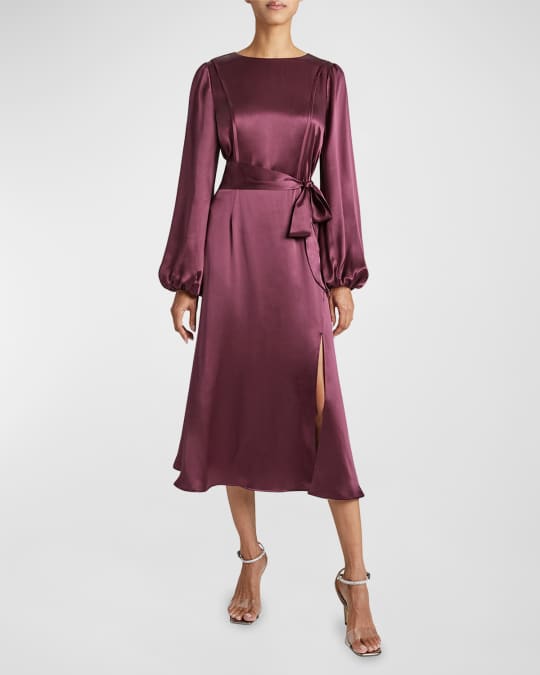 Parker Blouson Sleeve Silk Charmeuse Midi Dress
