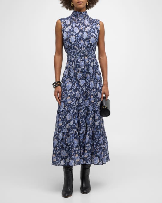 Derek Lam 10 Crosby Junia Floral Ruched Sleeveless Midi Dress | Neiman  Marcus