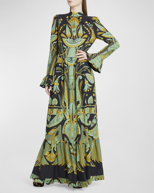 La DoubleJ Visconti Printed Flounce Maxi Dress Neiman Marcus