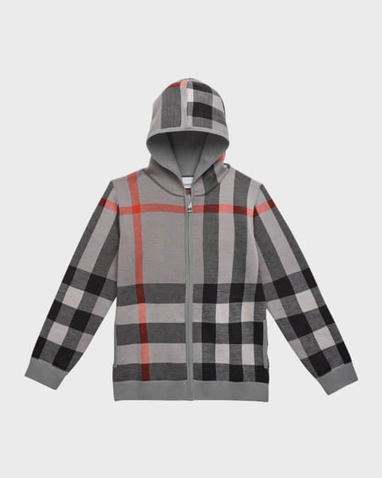 Burberry Boy s Gerard Check Print Hoodie Size 3 14 Neiman Marcus