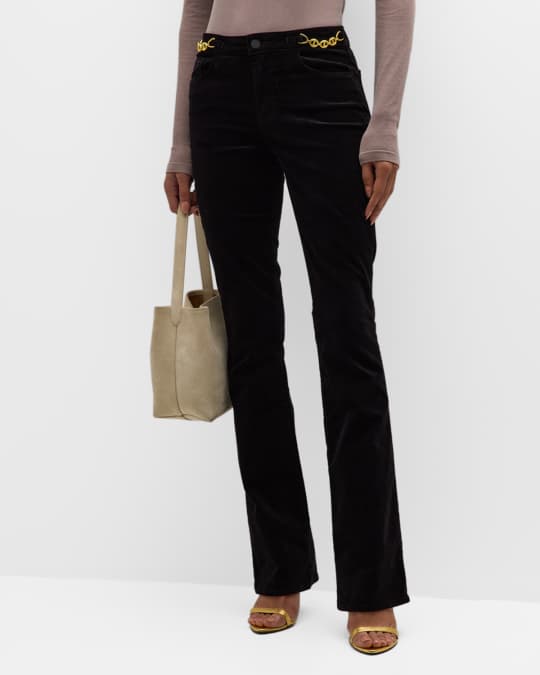 L'Agence Stevie High Rise Straight Gold Chain Jeans Neiman Marcus