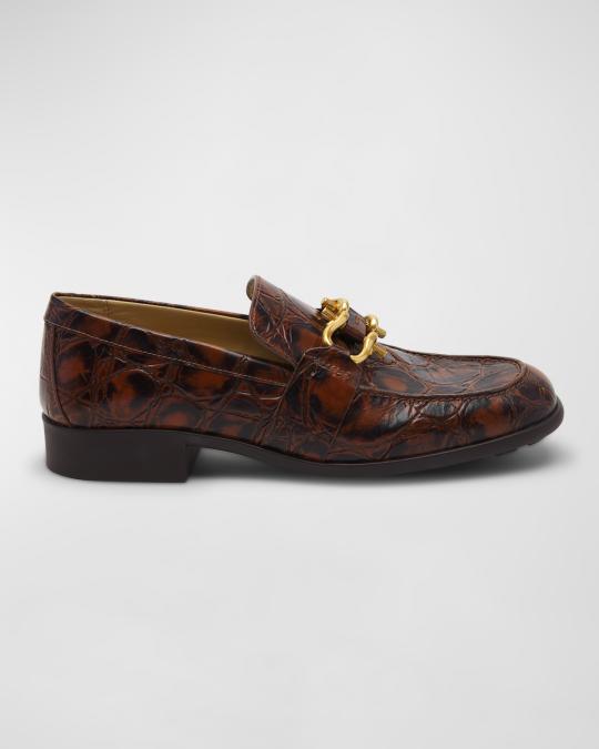 Bottega Veneta Monsieur Croco Bit Slip-On Loafers | Neiman  display picture 3
