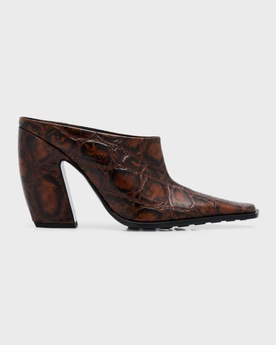 BOTTEGA VENETA クロコ ヒール ミュール Bottega Veneta Tex Croco Banana Heel Mules | Neiman Marcus