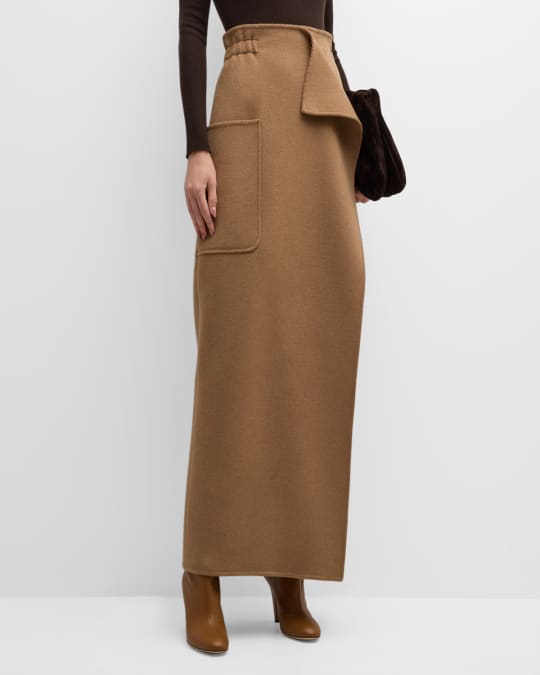 Max Mara Carbone Paperbag Maxi Skirt Neiman Marcus