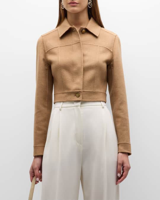 【MAX MARA】Foglia cropped camel wool-felt jacket ジャケット Max Mara Foglia Cropped Camel Wool-felt Jacket In Brown