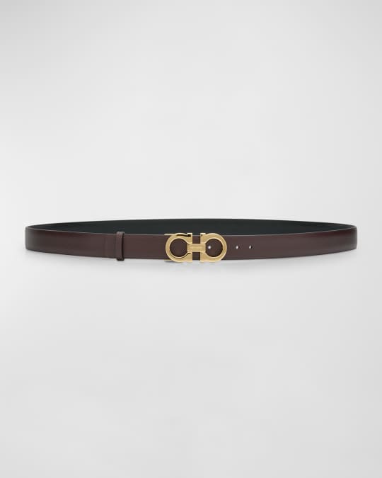 Gancini Pebble-Grain Leather Belt 