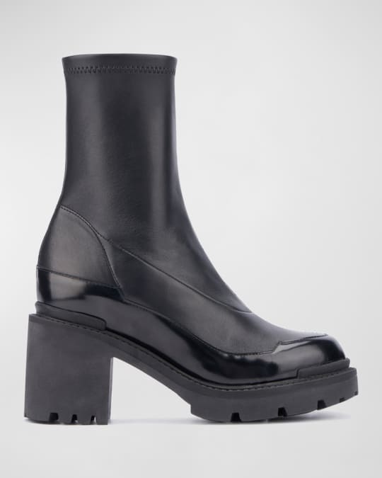 Vanna Stretch Leather Lug Sole Booties