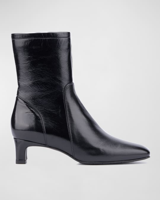 Santina Crinkle Leather Ankle Booties