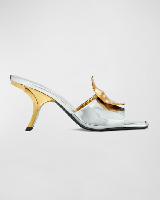 Tory Burch Patos Disc Metallic Mule Sandals | Neiman Marcus