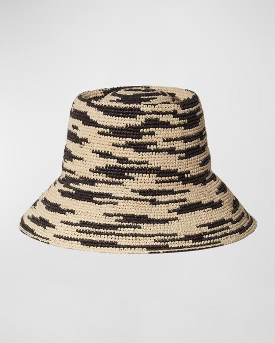 Janessa Leone Zelda Packable Raffia Bucket Hat | Neiman Marcus display picture 1