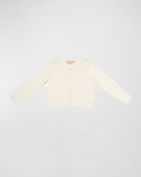 Girl's Faux Pearl Cardigan, Size 2-11