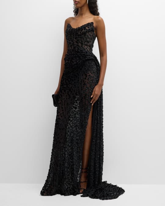 maxi black tulle dress Sweet Ball Gown Sweetheart Black Tulle Ruffle Long Prom Dresses with Slit –  Dressmeet