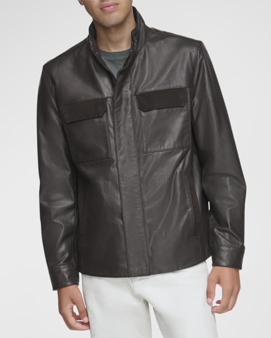 Andrew Marc Men s Venlo Leather Jacket with Suede Trim Neiman Marcus