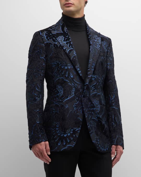 Midnight Majesty: Men's Jacquard Suit Tuxedo