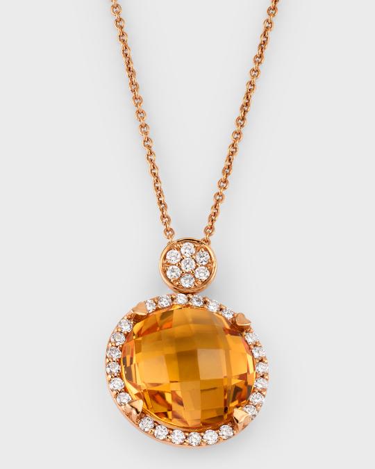 Lisa Nik Rocks 18K Rose Gold Petite Citrine Diamond Halo and Disc Bail ...