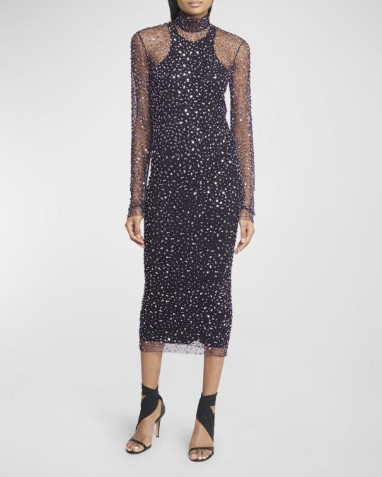 isabel marant sequin dress ISABEL MARANT long-sleeve sequin-embellished Dress | Black