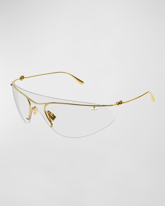 Bottega Veneta Clear Rimless Metal Wrap Sunglasses Neiman Marcus