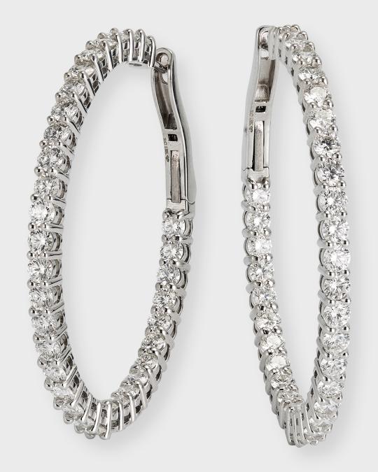 Roberto Coin 18K White Gold Large Oval Hoop Earrings with Diamonds ...