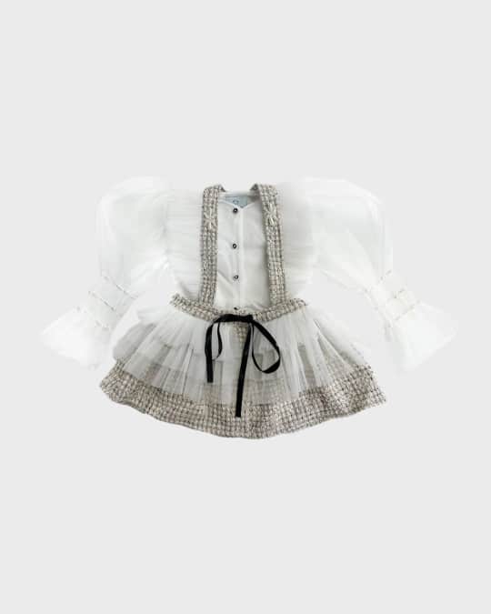 Girl's Vera Tweed Blouse and Skirt Set, Size 12M-8