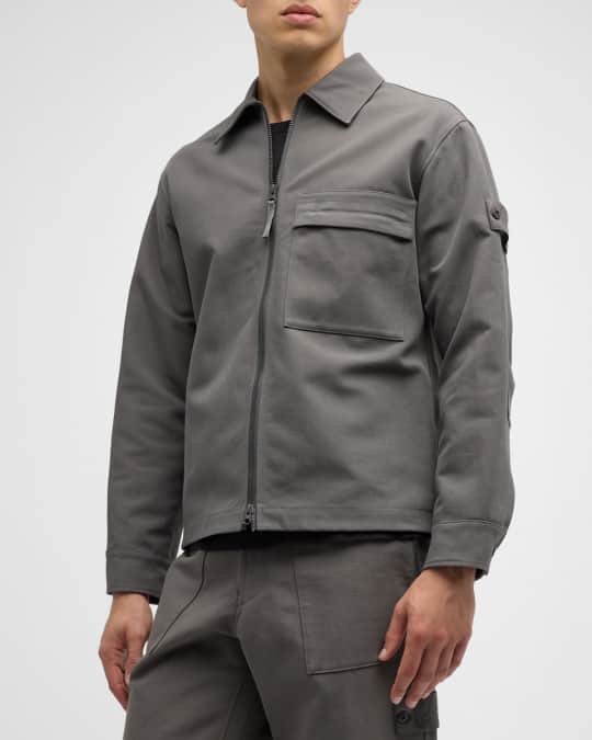 Stone Island Men's Ghost Zip-Front Cotton-Wool Overshirt | Neiman