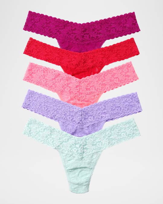 Five-Pack Signature Low-Rise Lace Thongs