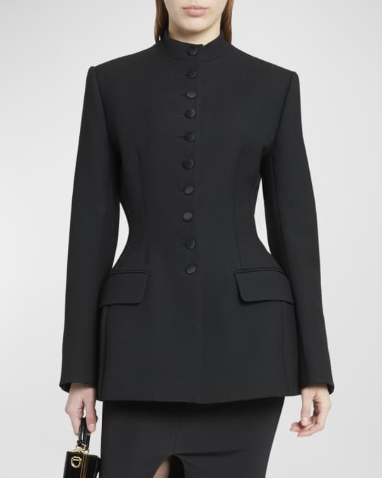 Peplum Wool Button Front Top Coat
