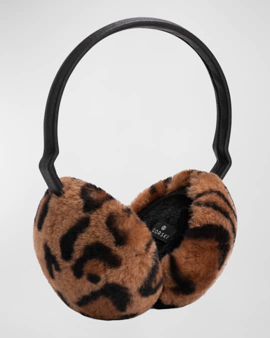 Leopard Lamb Shearling Fur Earmuffs 