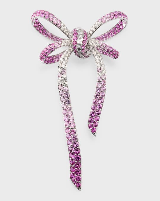 18K White Gold Diamond Bow Pendant