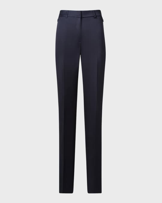 Meghan Mid-Rise Straight-Leg Wool-Cashmere Pants