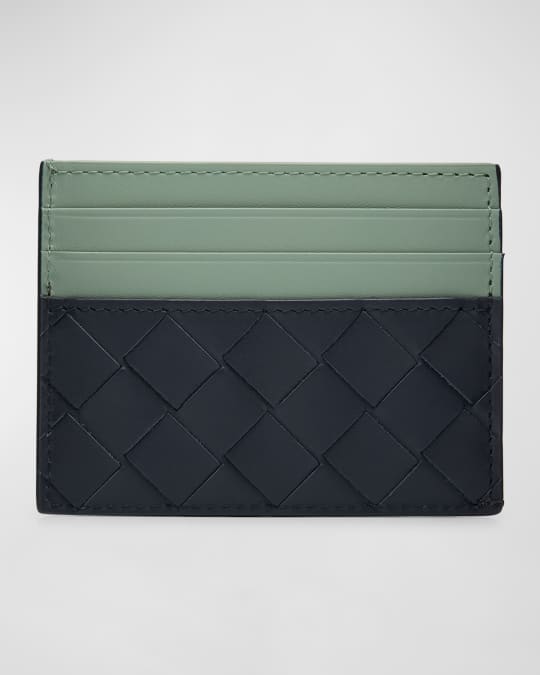 Men's Bicolor Intrecciato Leather Card Holder