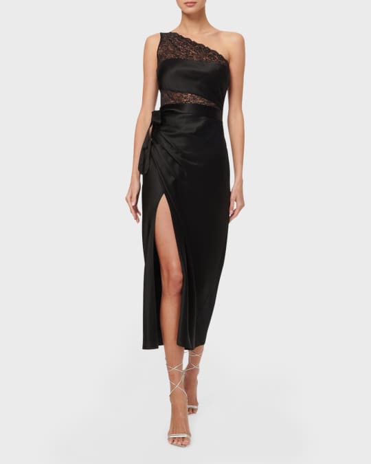 black lace cocktail dress open back Francoise
