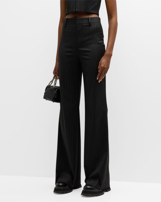 All About You Pinstripe Flare Jeans in Orange main image 1