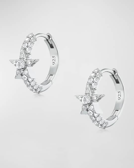Sheryl Lowe Star 3 Row Diamond Huggie Earrings