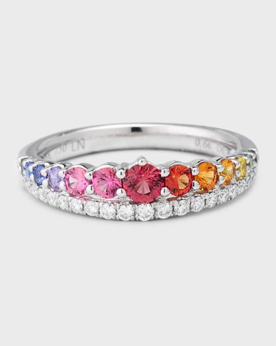 Lisa Nik Rainbow 18K White Gold Double Chevron Sapphire and Diamond ...