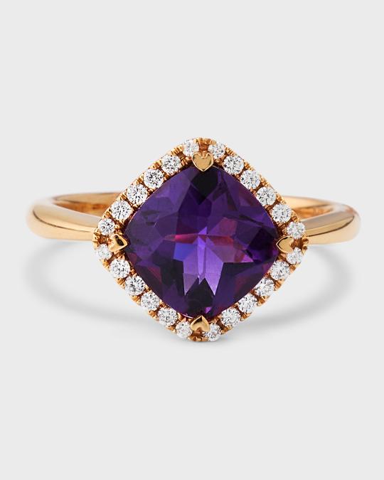 Lisa Nik Rocks 18K Rose Gold Petite Cushion Cut Amethyst and Diamond ...