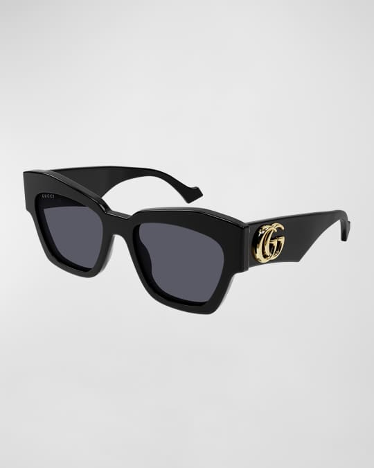Gucci square acetate sunglasses with signature web best sale