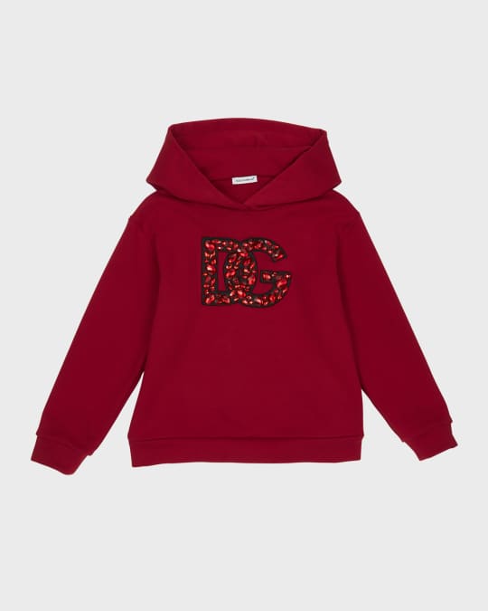 Girl's Rhinestone Embellished Interlocked Logo-Print Hoodie, Size 4-6