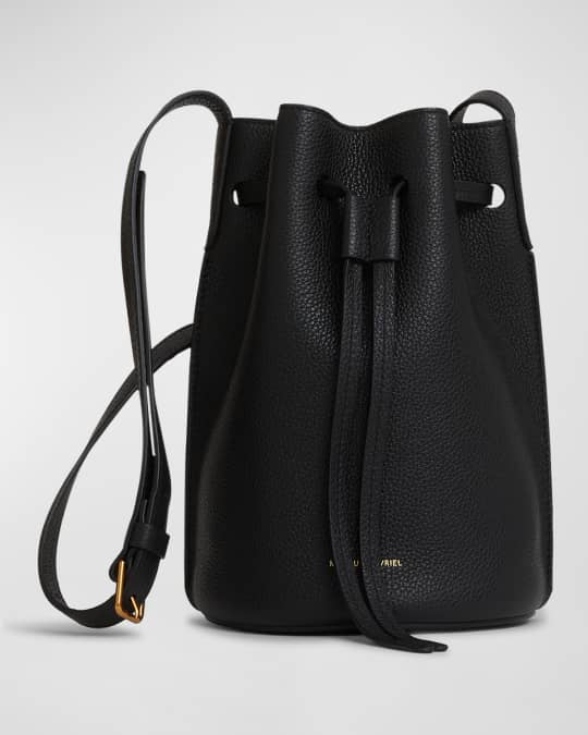 MANSUR GAVRIEL Black Leather Drawstring Bucket Bag Shoulder Crossbody Bag