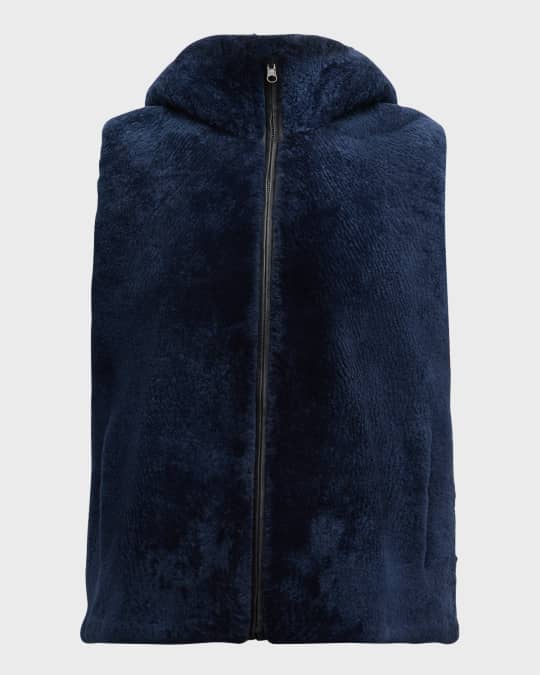 Reversible Shearling Lamb Hooded Vest