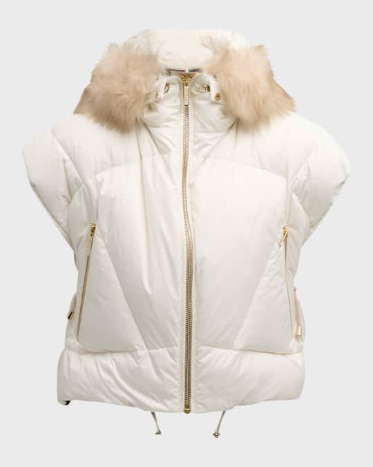 Apres-Ski Down Filled Vest With Detachable Toscana Lamb Hood Trim