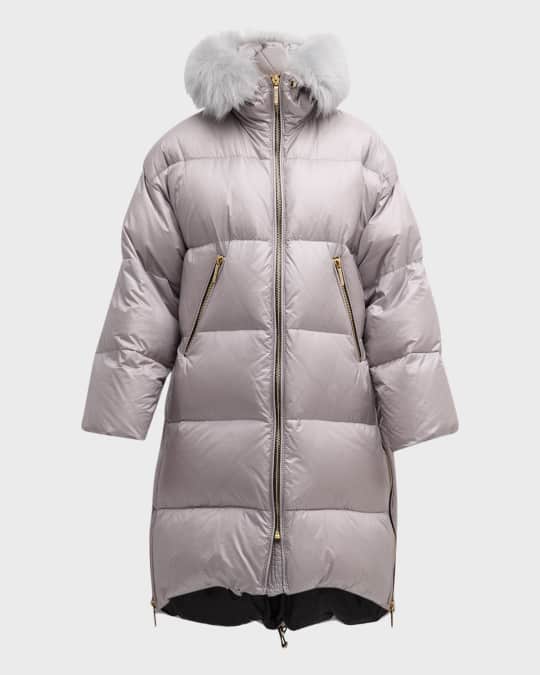 Apres-Ski Down-Filled Jacket With Detachable Toscana Shearling Lamb Hood Trim