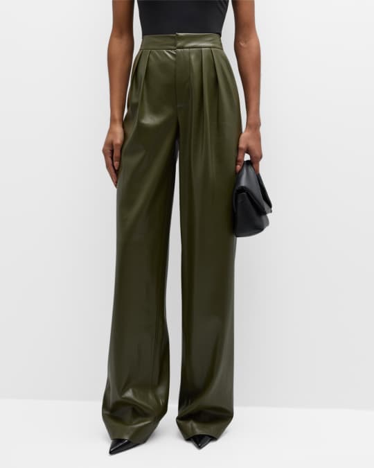 Alice + Olivia Pompey Pleated Vegan Leather Pants | Neiman Marcus