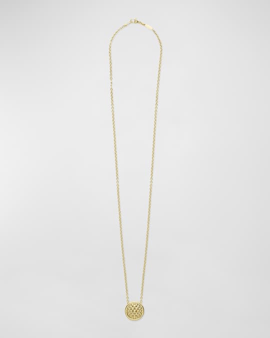 18K Gold Meridian Circle Pendant Necklace