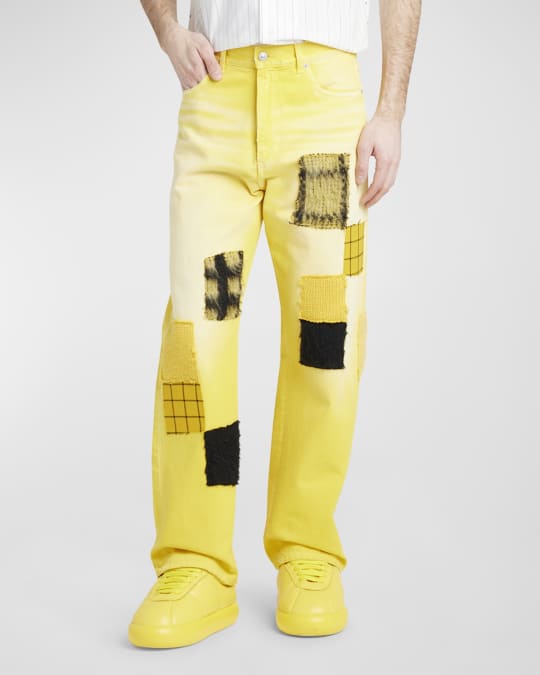 【U LAN】Dura Yellow Demi Denim Pants Marni Men's Multi-Patch Colored Denim Jeans | Neiman Marcus