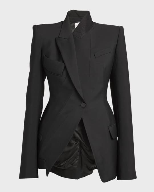 McQueen Wool Upside-Down Blazer Jacket | Neiman Marcus