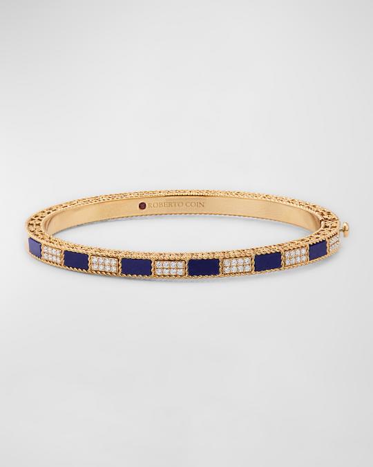 Roberto Coin 18K Rose Gold Lapis Mosaic Bangle with Diamonds | Neiman ...