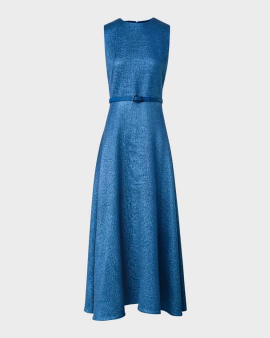 Akris Structured Lurex Wool Midi Dress with Belt Neiman Marcus