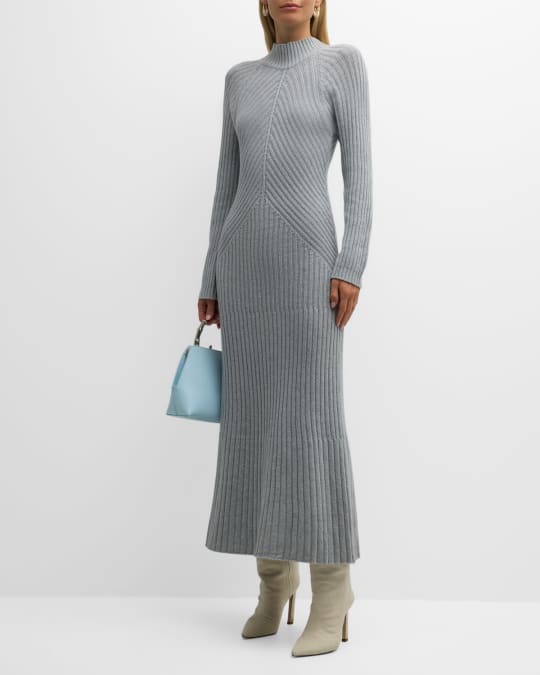 Eleventy Long-Sleeve Sweater Maxi Dress | Neiman Marcus