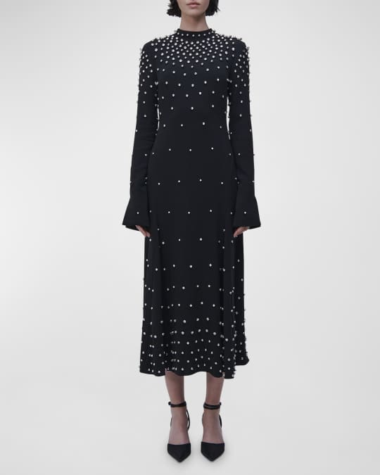 red garden delight long sleeve midi dress Bellamy Red Crew-Neck Long-Sleeve Midi Dress – Club L London